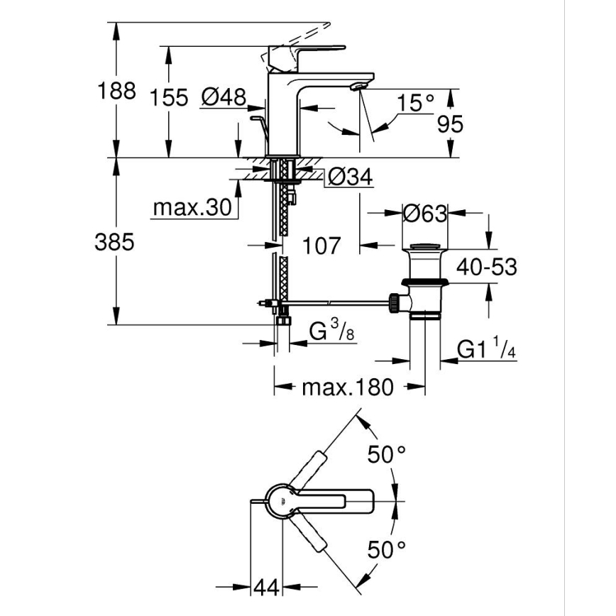 GROHE 32109GL1 - LINEARE tvättställsblandare i guld
