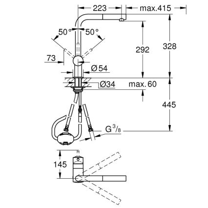 GROHE 32168000 - Köksblandare A i blank krom
