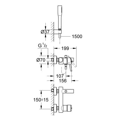 GROHE 32212001 - Badkarsblandare CONCETTO polerad krom