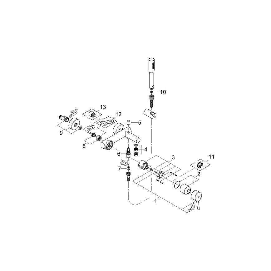 GROHE 32212001 - Badkarsset med CONCETTO-blandare, polerad krom