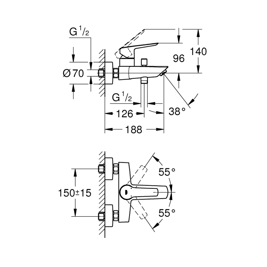 GROHE 322782432 - Badkarsblandare START 188 mm svart