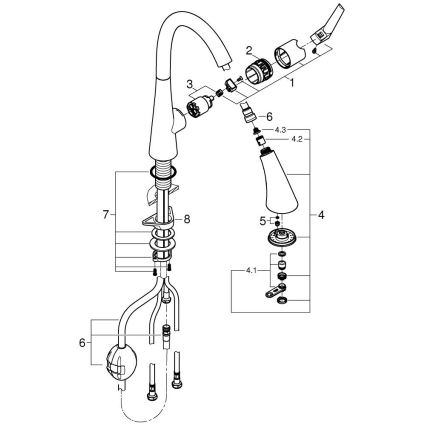 GROHE 32294002 - Köksblandare ZEDRA 401 mm i blank krom
