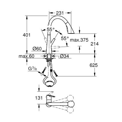 GROHE 32294002 - Köksblandare ZEDRA 401 mm i blank krom