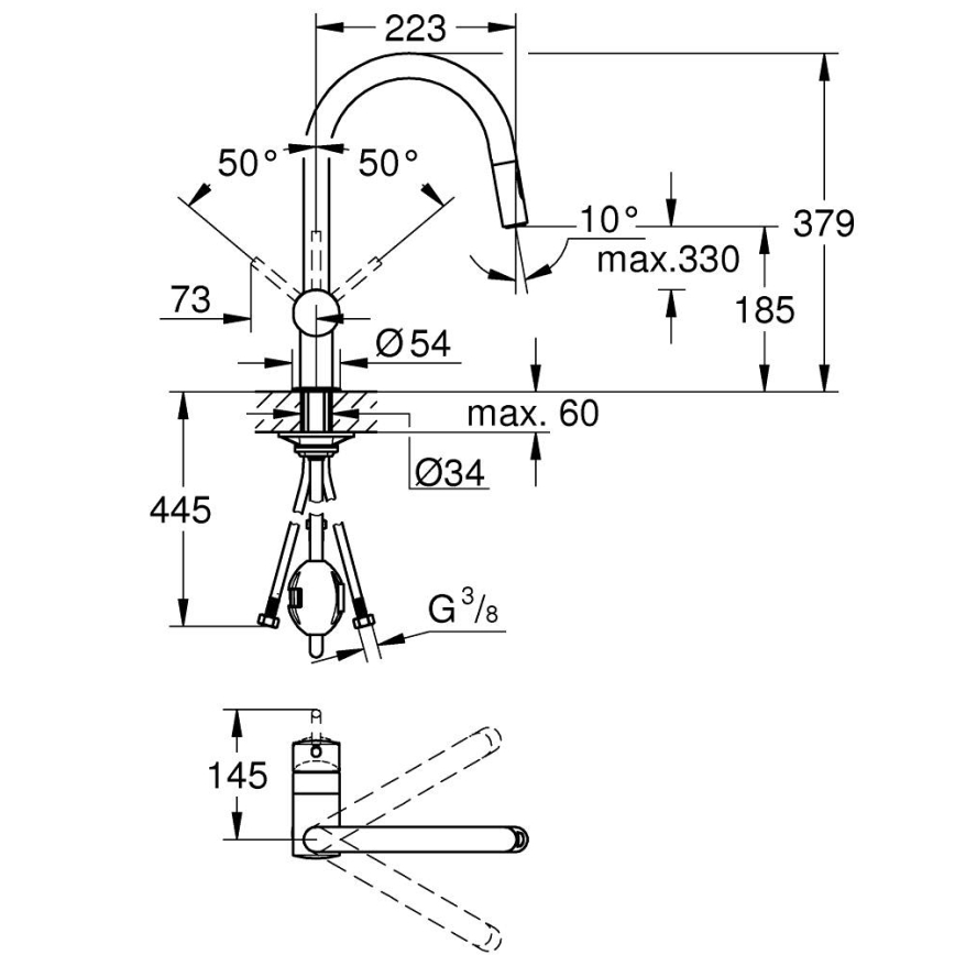 GROHE 32321GN2 - EUROCUBE köksblandare i guld