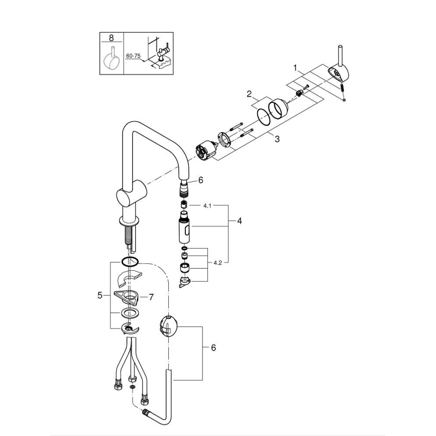 GROHE 32322002 - Köksblandare A, blank krom