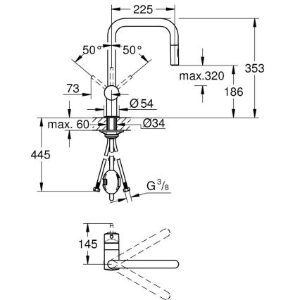 GROHE 32322002 - Köksblandare A, blank krom