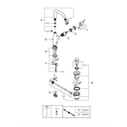 GROHE 32628GL1 - Tvättställsblandare ESSENCE, storlek L, guld