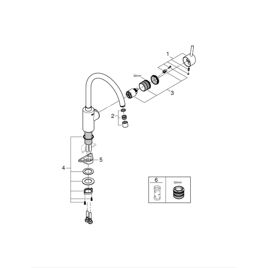 GROHE 32661003 - Köksblandare CONCETTO, polerad krom