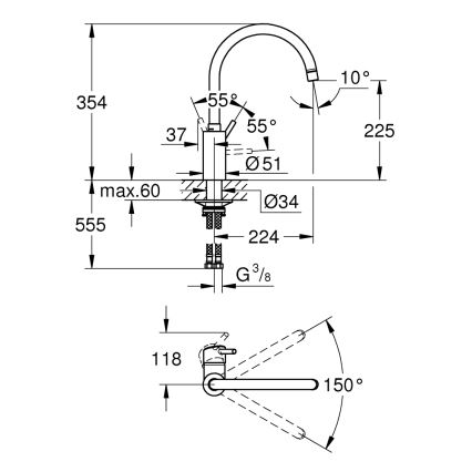 GROHE 32661003 - Köksblandare CONCETTO, polerad krom