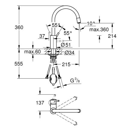 GROHE 32663003 - Köksblandare CONCETTO 360 mm, blank krom