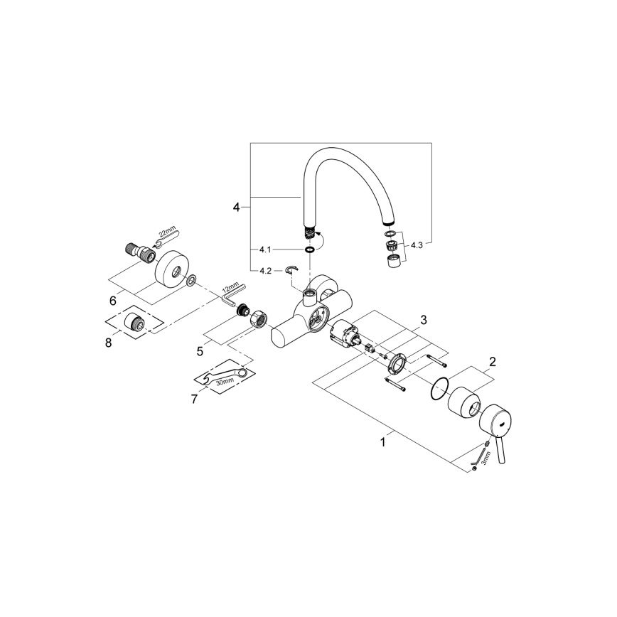 GROHE 32667001 - Köksblandare CONCETTO 280 mm, blank krom