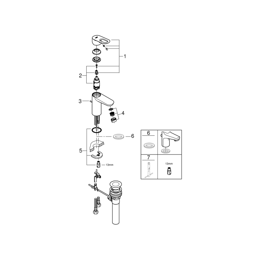 GROHE 32814000 - Tvättställsblandare BAULOOP polerad krom