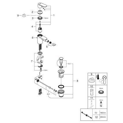GROHE 32839000 - Bidéblandare EUROSMART COSMOPOLITAN, storlek S, blank krom