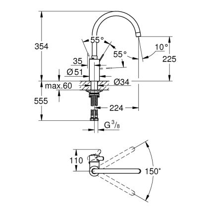 GROHE 32843002 - Köksblandare EUROSMART COSMOPOLITAN, polerad krom