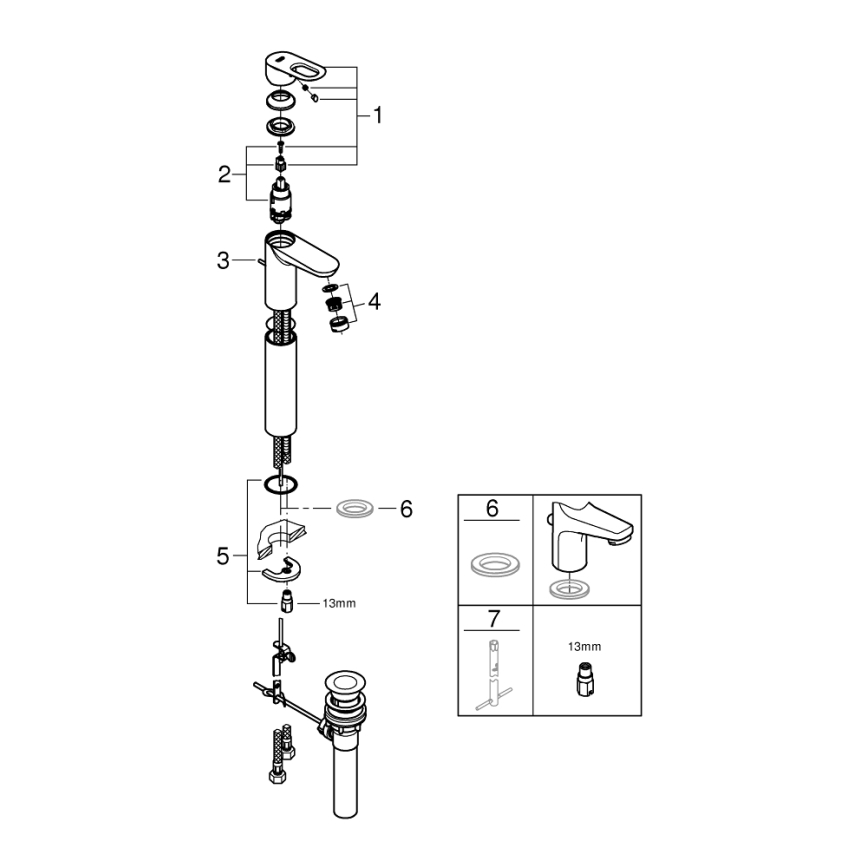 GROHE 32856000 - Tvättställsblandare BAULOOP 12” i polerad krom