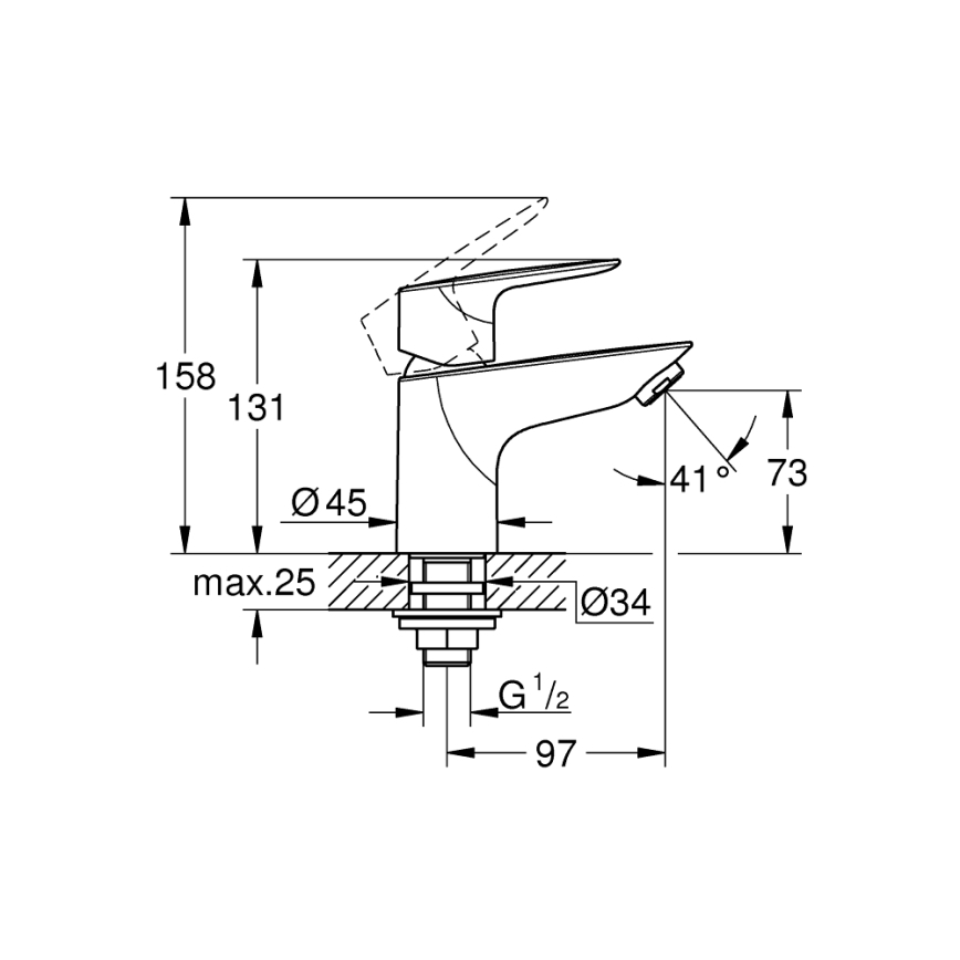 GROHE 32861001 - Tvättställsblandare BAUEDGE 131 mm polerad krom