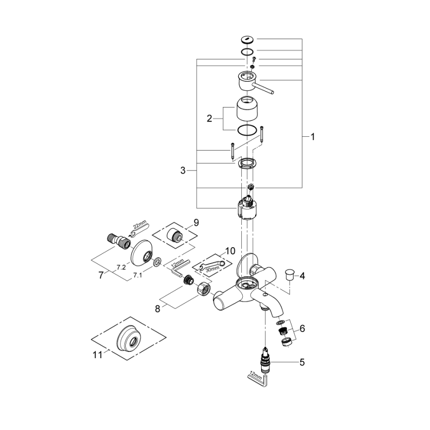 GROHE 32865000 - Badkarsblandare BAUCLASSIC DN 15 polerad krom