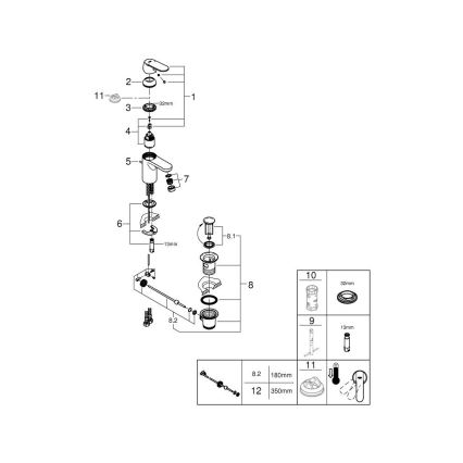 GROHE 32883000 - Tvättställsblandare GET, storlek S, blank krom
