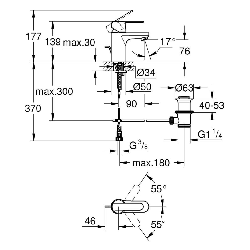 GROHE 32883000 - Tvättställsblandare GET, storlek S, blank krom