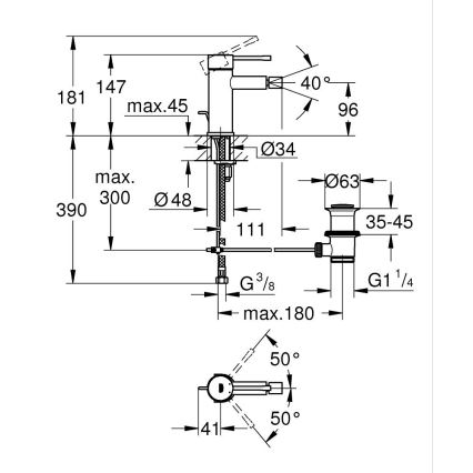 GROHE 32935GN1 - Bidettblandare ESSENCE DN 15 storlek S guld
