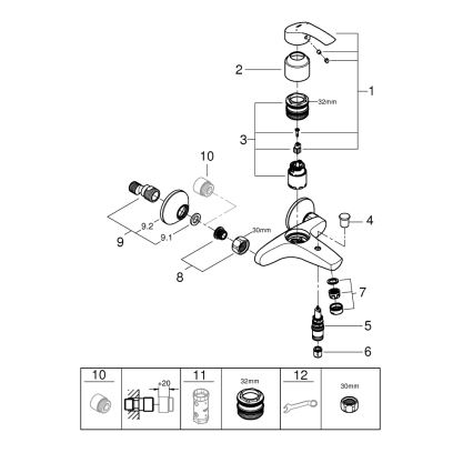 GROHE 33300002 - Badkarsblandare EUROSMART DN 15 polerad krom
