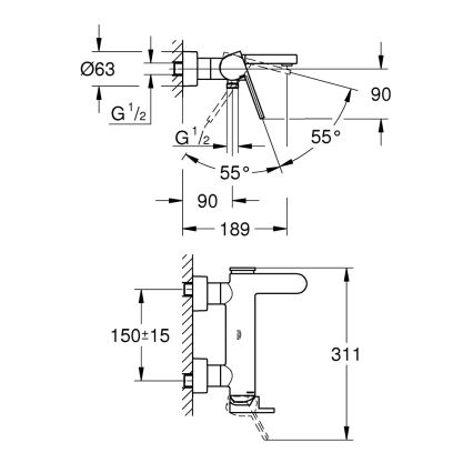 GROHE 33553AL3 - Badkarsblandare PLUS grafit