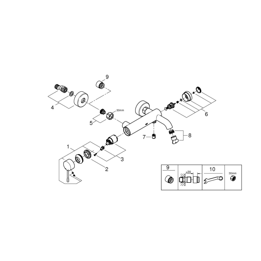 GROHE 33624GN1 - ESSENCE badkarsblandare 193 mm, elegant guldfinish