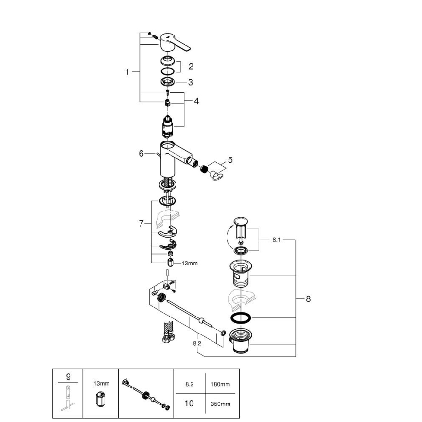 GROHE 33848AL1 - Bidéblandare LINEARE storlek S grafit