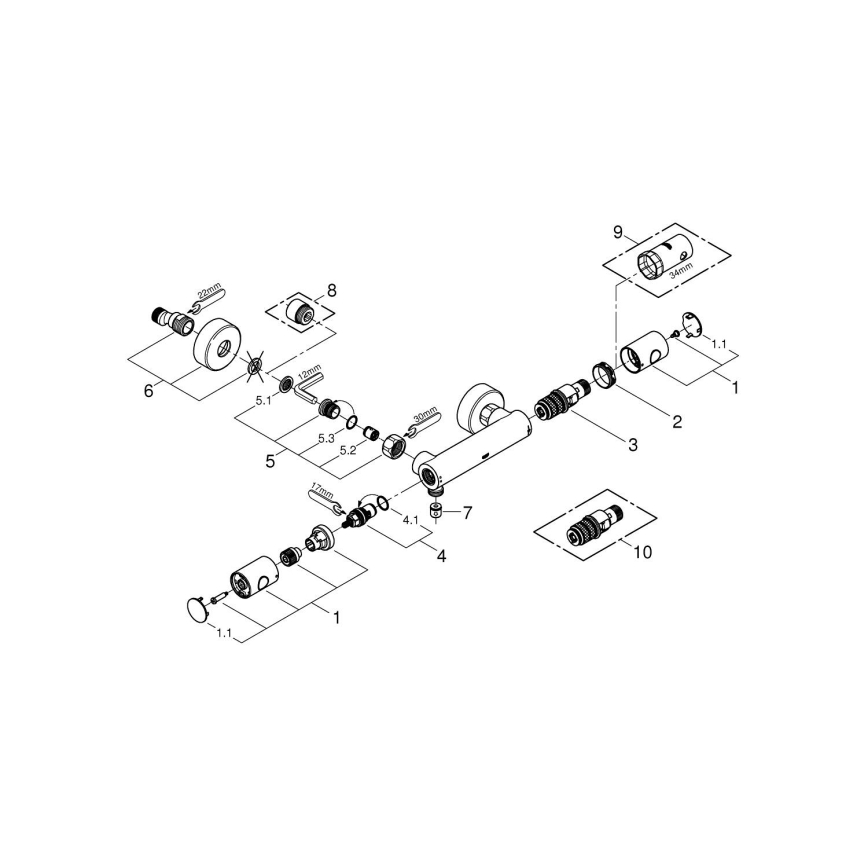 GROHE 34065AL2 - Termostatisk duschblandare GROHTHERM 1000 COSMOPOLITAN DN 15 grafit