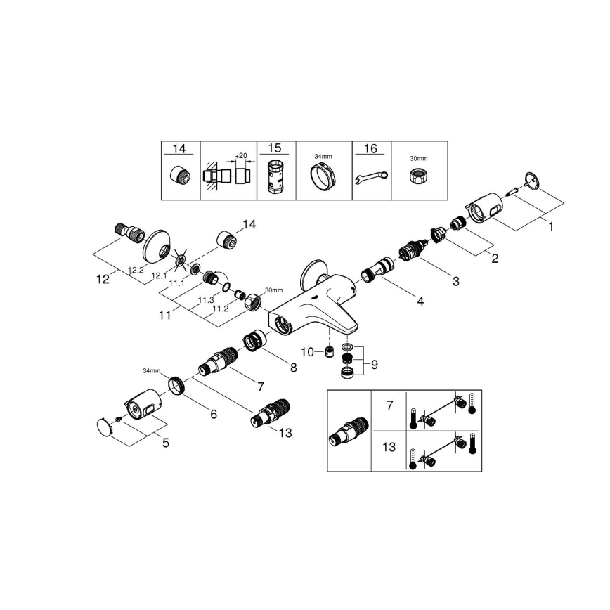GROHE 34227002 - Termostatisk badkarsblandare PRECISION TREND DN 15 polerad krom
