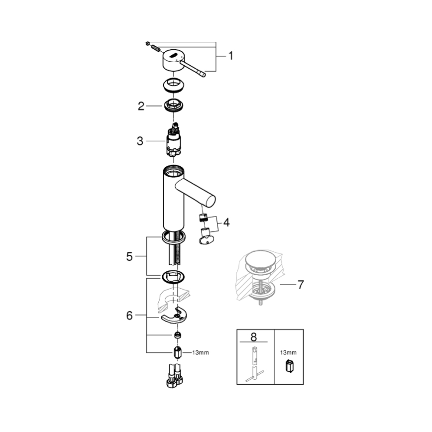 GROHE 34294001 - ESSENCE tvättställsblandare DN 15, polerad krom