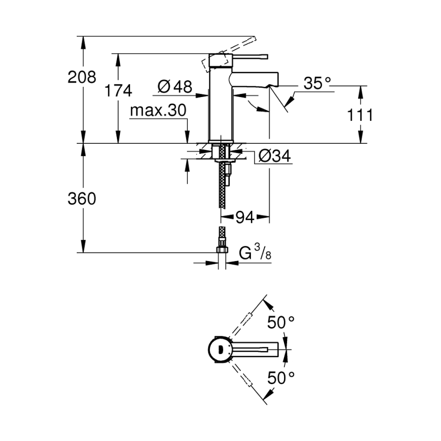 GROHE 34294001 - ESSENCE tvättställsblandare DN 15, polerad krom