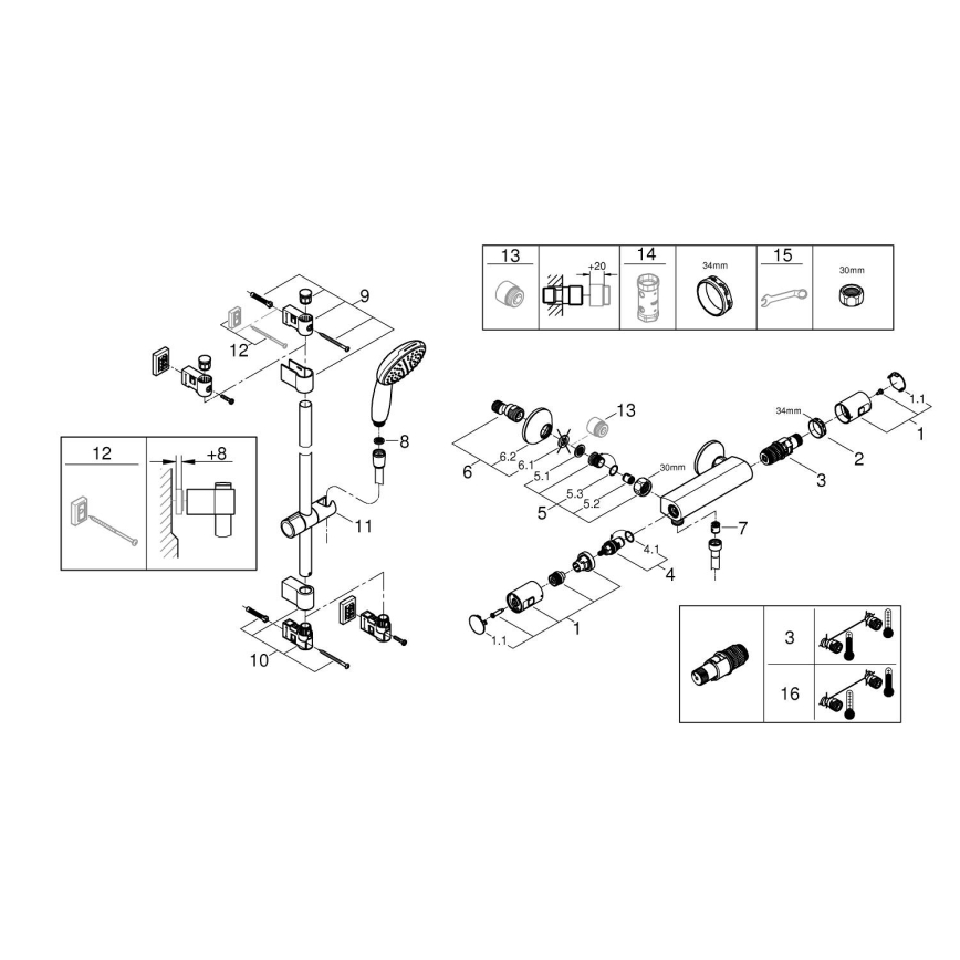 GROHE 345972431 - Duschset med termostatblandare PRECISION START 12” 60