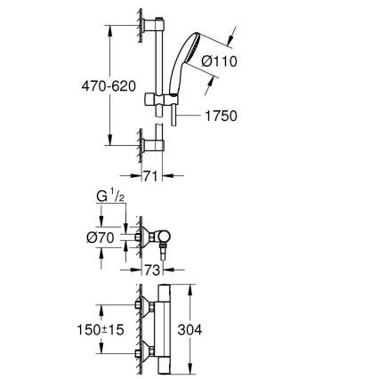 GROHE 345972431 - Duschset med termostatblandare PRECISION START 12” 60
