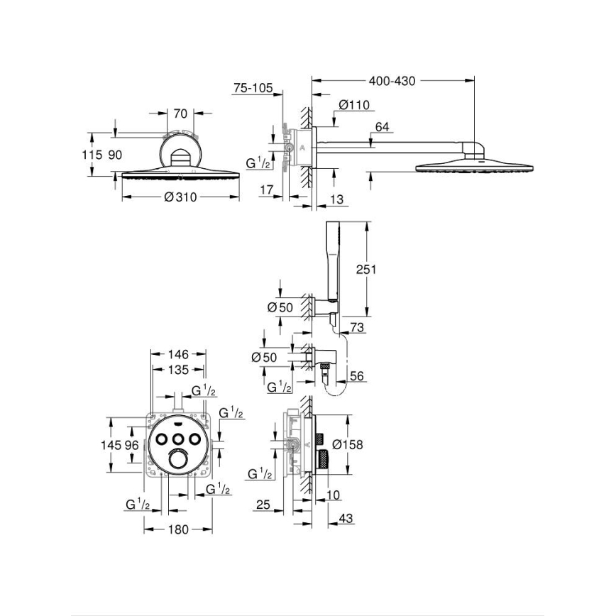 GROHE 34709000 - Duschset SMARTCONTROL Perfect polerad krom