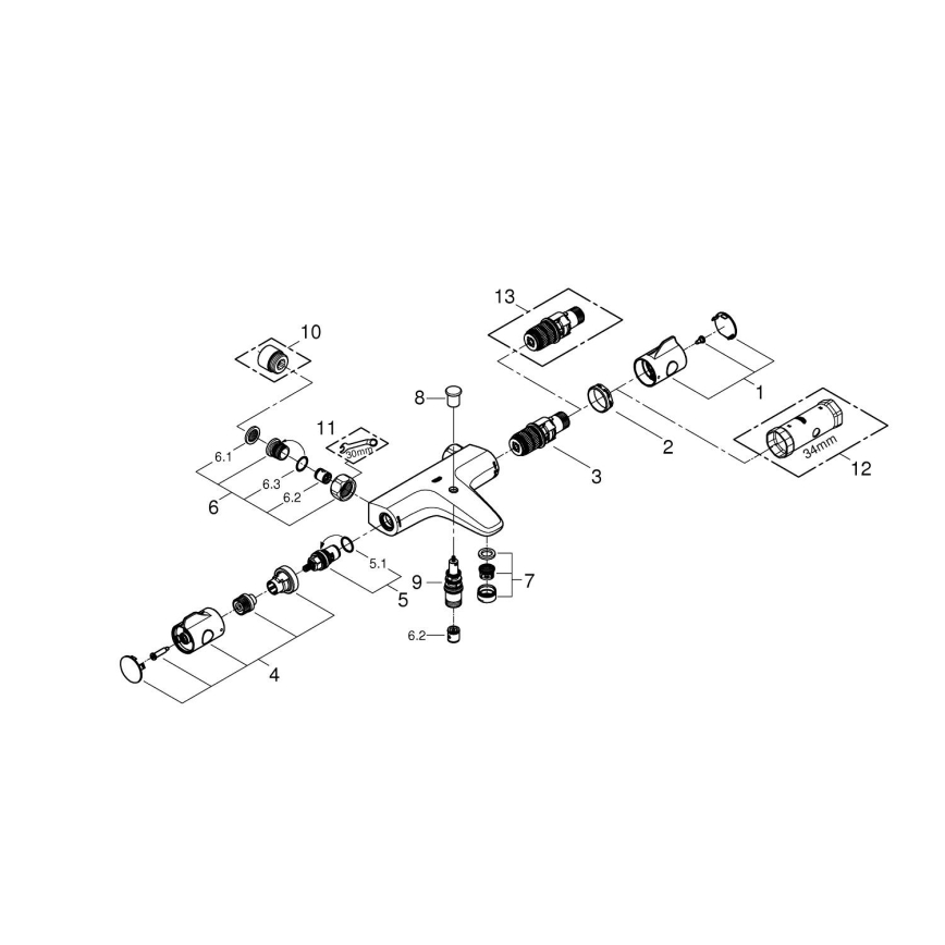 GROHE 34756000 - Termostatisk badkarsblandare GROHTHERM 800 DN 15 polerat krom