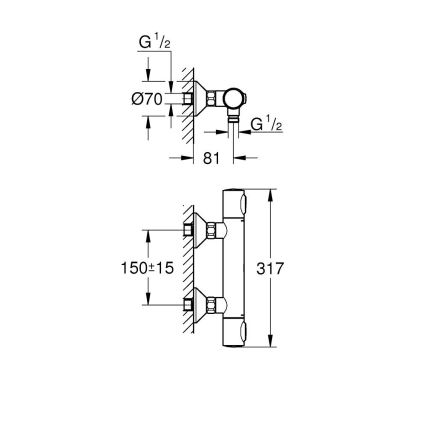 GROHE 34840000 - Termostatstyrd duschblandare PRECISION DN 15 polerad krom