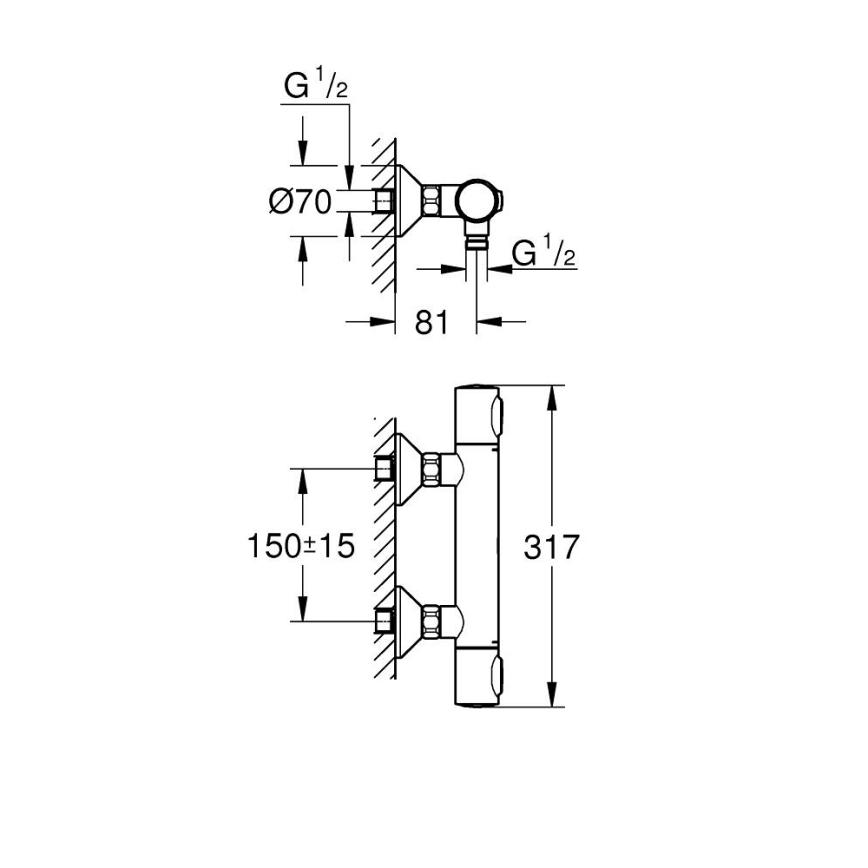 GROHE 34840000 - Termostatstyrd duschblandare PRECISION DN 15 polerad krom