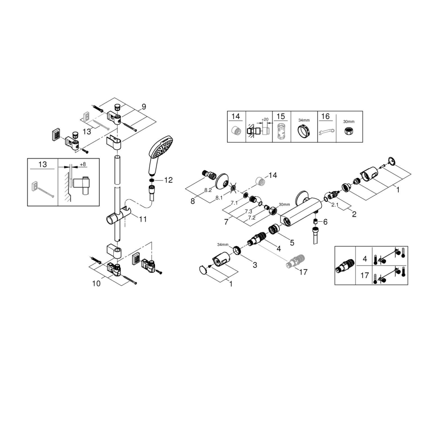 GROHE 34855003 - Termostatisk duschblandare PRECISION TREND 150 mm krom