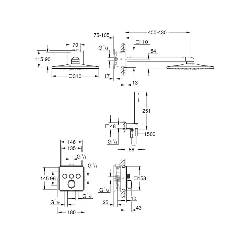 GROHE 34875000 - Duschsystem PRECISION SMARTCONTROL 310 mm i blank krom