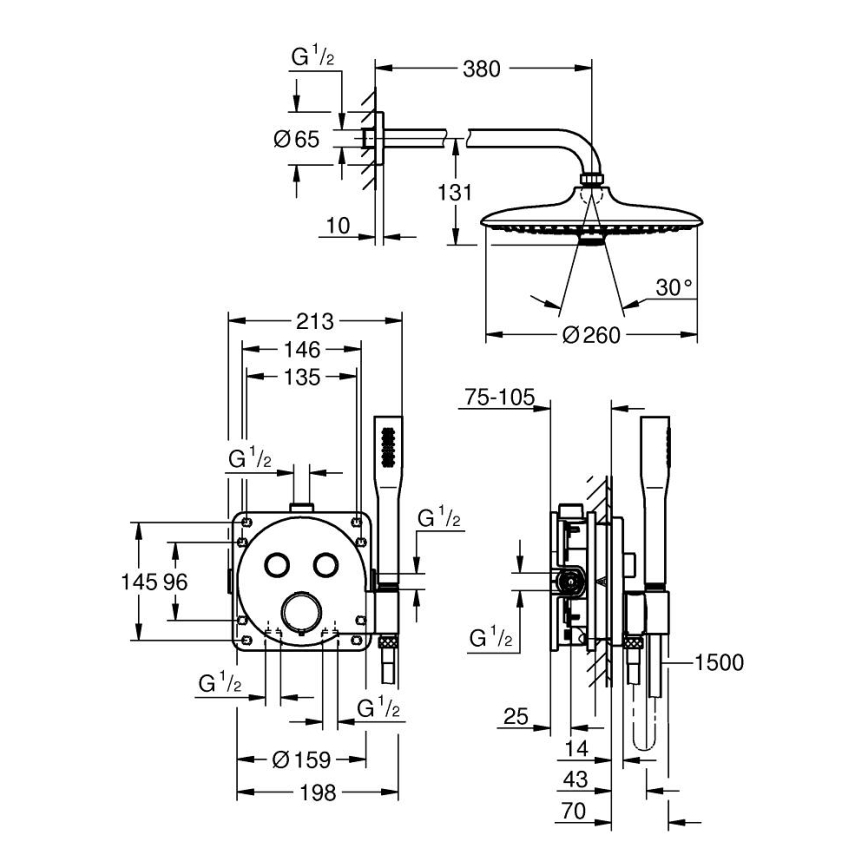 GROHE 34878000 - Duschsystem PRECISION SMARTCONTROL 260 mm i blank krom