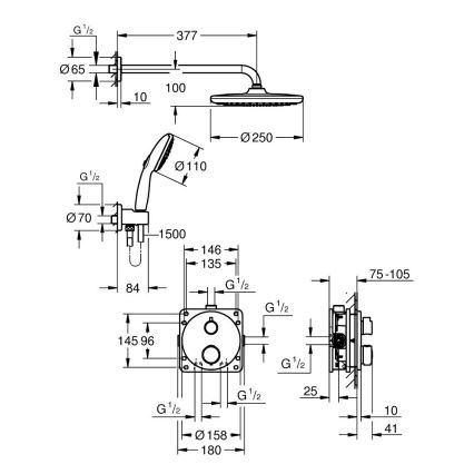 GROHE 348832430 - Duschset VITALIO START 250 mm svart