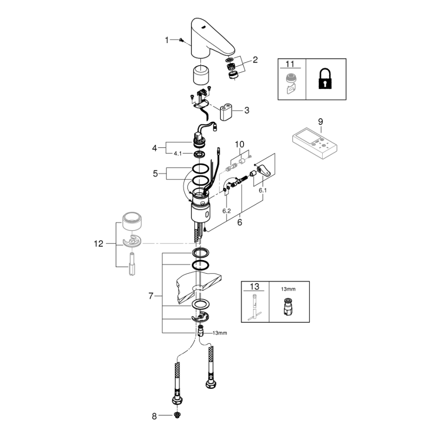 GROHE 36207001 - Elektronisk tvättställsblandare EUROPLUS E DN 15, blank krom