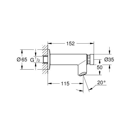 GROHE 36266000 - Självstängande väggventil EUROECO COSMOPOLITAN T DN 15 krom