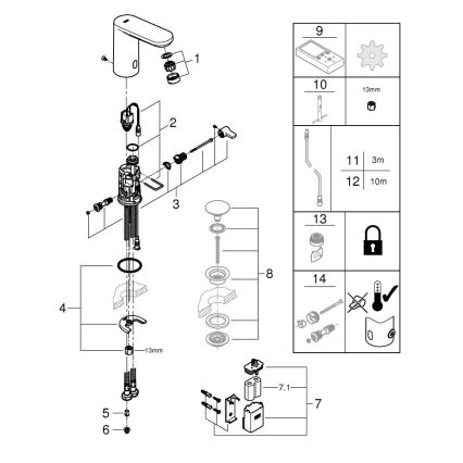 GROHE 36366002 - Elektronisk tvättställsblandare GET E polerad krom