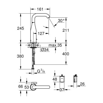 GROHE 36445000 - Infraröd elektronisk tvättställsblandare ESSENCE E, blank krom