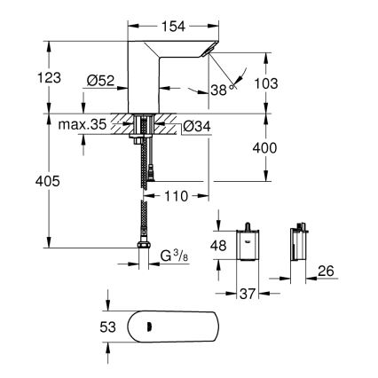 GROHE 36452000 - Infraröd elektronisk tvättställsblandare BAU COSMOPOLITAN E krom