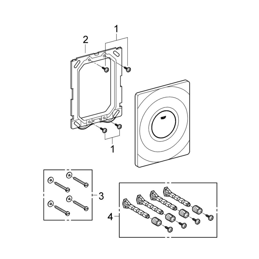 GROHE 37063000 - Tryckknapp SURF 156 × 197 mm blank krom