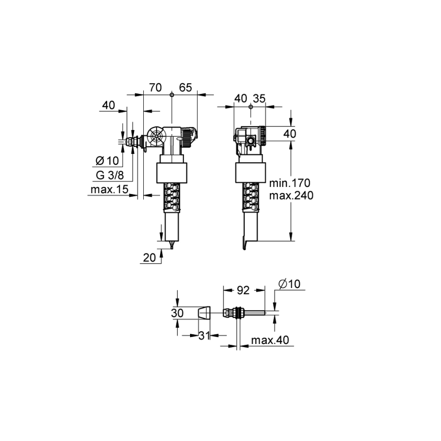 GROHE 37092000 - Fyllningsventil 38” blank krom