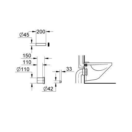 GROHE 37104K00 - Inlopps- och avloppsset för toalett, svart